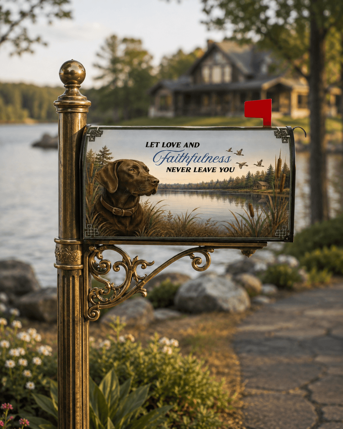 Holy Smoak Studios Let Love and Faithfulness Never Leave You lake lodge magnetic mailbox cover, wholesale