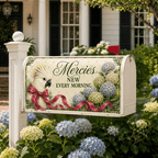 Holy Smoak Studios Mercies New Every Morning grandmillennial floral mailbox cover on home exterior, wholesale