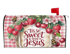 Tis So Sweet to Trust in Jesus farmhouse cottagecore mailbox cover right view, Holy Smoak Studios wholesale