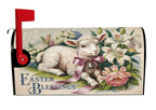 Easter Blessings spring lamb floral mailbox cover left view, Holy Smoak Studios wholesale