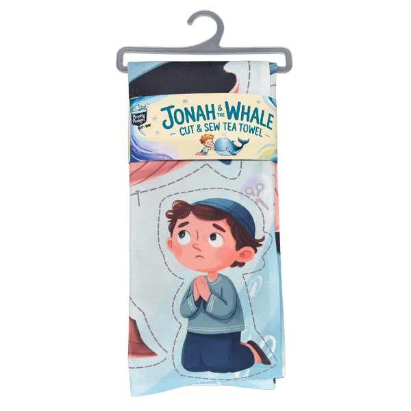 Holy Smoak Studios Jonah and the Whale cut and sew panel on retail hanger, wholesale faith-based Christian product