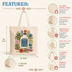 Holy Smoak Studios canvas tote bag features infographic — 12 oz cotton, reinforced handles, gusseted bottom