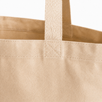 Holy Smoak Studios Agua Santa Canvas Tote Bag canvas tote bag handle detail view, plain natural canvas