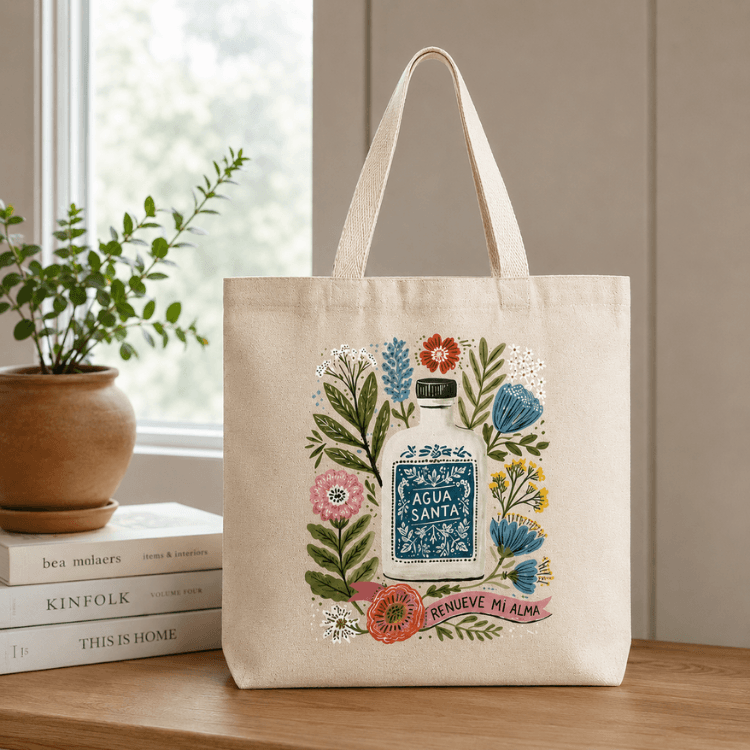 Agua Santa Canvas Tote Bag | Spanish Faith Tote