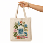 Agua Santa Canvas Tote Bag carried, Holy Smoak Studios wholesale faith-based retail product