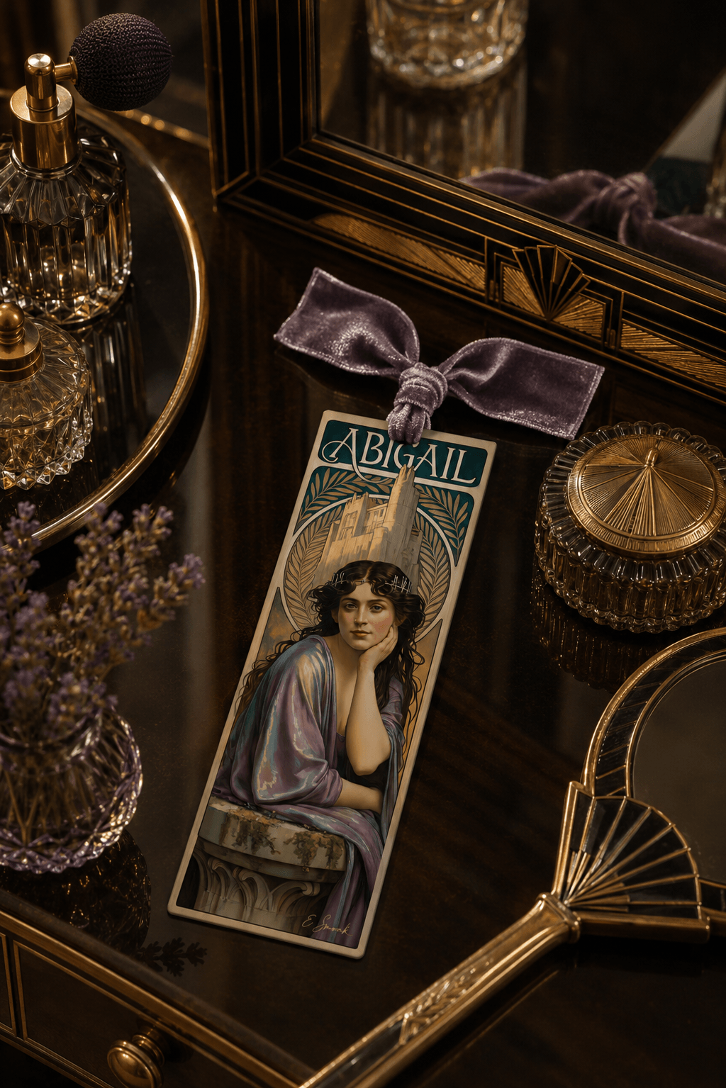 Holy Smoak Studios Abigail Gilded Gardens Women of the Bible bookmark, Art Nouveau faith gift, wholesale Christian product, 2x7 inches