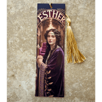 Holy Smoak Studios Esther Gilded Gardens Women of the Bible bookmark with gold tassel, Art Nouveau faith gift, wholesale Christian product, 2x7 inches