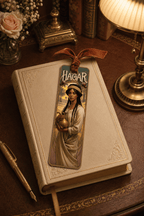 Holy Smoak Studios Gilded Gardens Hagar bookmark with velvet ribbon lifestyle display, Women of the Bible wholesale faith-based devotional product