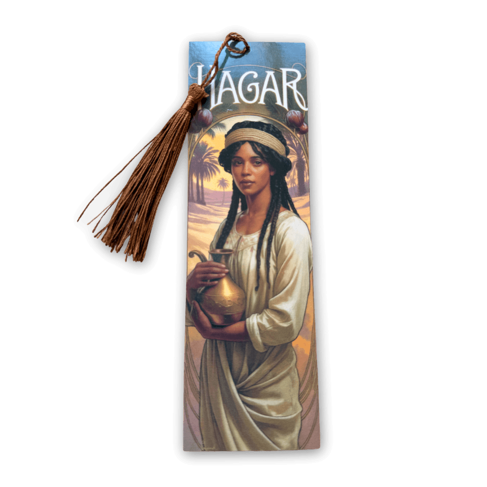Holy Smoak Studios Hagar Gilded Gardens Women of the Bible bookmark with tassel, Art Nouveau faith gift, wholesale Christian product, 2x7 inches