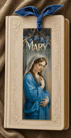 Holy Smoak Studios Gilded Gardens Mary bookmark lifestyle display, Women of the Bible wholesale faith-based devotional product