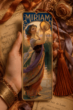 Holy Smoak Studios Gilded Gardens Miriam bookmark lifestyle display, Women of the Bible wholesale faith-based devotional product