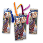 Holy Smoak Studios Miriam Gilded Gardens Women of the Bible bookmark with tassel or velvet ribbon, Art Nouveau faith gift, wholesale Christian product, 2x7 inches